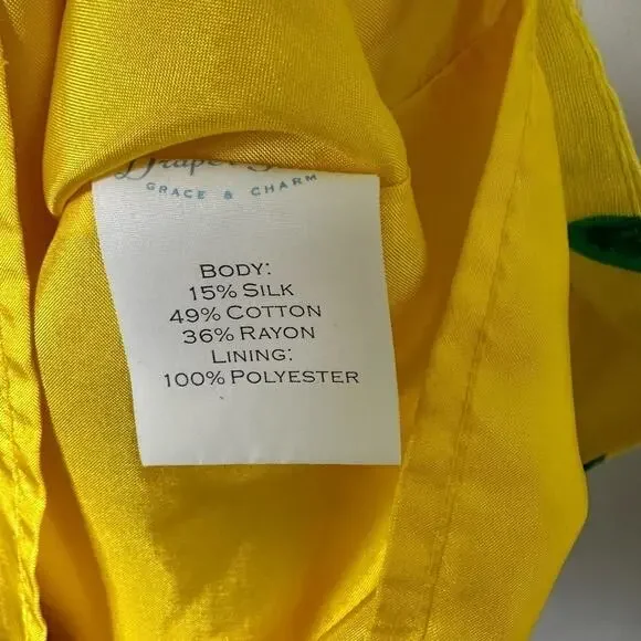 DRAPER JAMES Magnolia Ruffle Dress Silk Cotton Blend Yellow - Picture 6 of 6